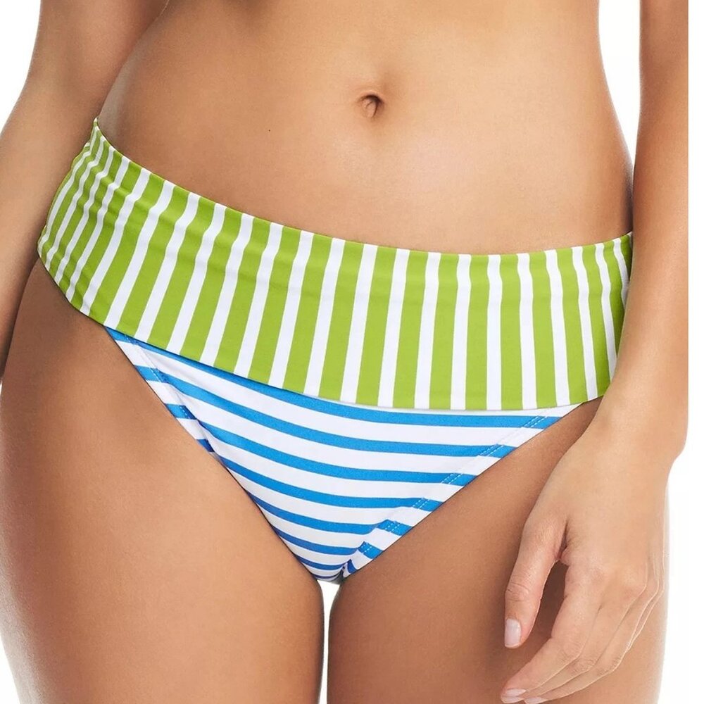 Bleu by Rod Beattie Women's Bikini Bottom Swimsuit, Multicolor Stripe, Size 14
